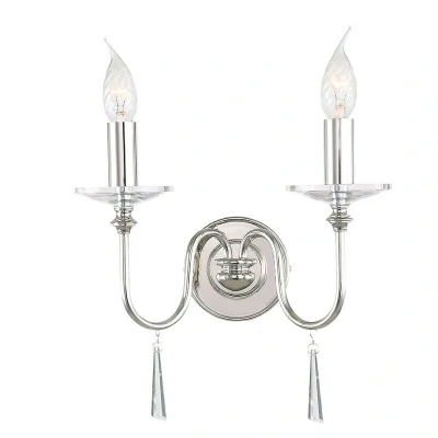 Image of Finsbury Park 2 Light Indoor Candle Wall Polished Nickel, E14