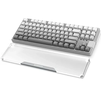 Image of MAMBASNAKE Keyboard Wrist Rest for 87 Keys TKL 80% CNC Acrylic Support Pad with Aluminum Logo Anti Slip Rubber Feet Hand Office/Gaming/Typing/Laptop Silver