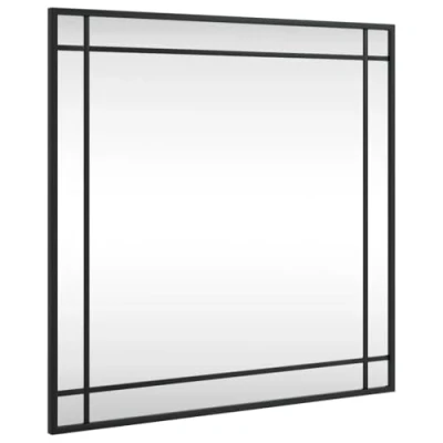 Image of vidaXL Wall Mounted Square Mirror in Black Iron Frame Minimalist Design for Hallway, Bedroom, Living Room, Bathroom Decor