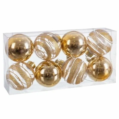 Image of BigBuy Christmas Baubles Gold Plastic 8 x cm (8 Units)