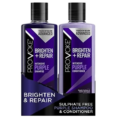 Image of PROVOKE Touch of Silver Advanced Brighten and Repair Shampoo Conditioner 200 ml Removes Brassy Yellow Tones Instantly Deep Nourish Restore Duo Pack