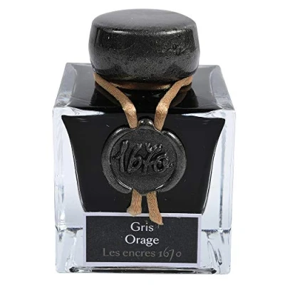Image of Jacques Herbin Ref 15009JT Ink for Fountain Pens &amp; Rollerball Gris Orage / Stormy Grey 50ml Bottle &#039;1670&#039; Prestige Collection Coloured