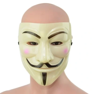Image of Shatchi 2Pcs V for Vendetta Mask Anonymous Guy Fawkes Halloween Masquerade Unisex Adult White One Size