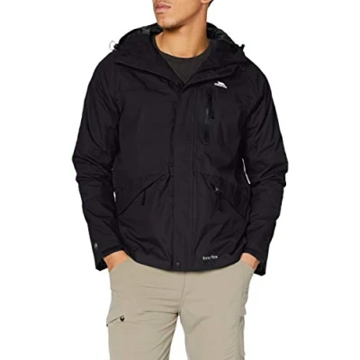 Image of Trespass Mens Corvo Hooded Full Zip Waterproof Jacket/Coat (XL) (Black)