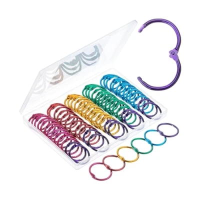 Image of Mr. Pen Loose Leaf Binder Ring, 72 Pack, Assorted Colors Rings 1 Inch, Book Rings, Metal for Index Cards, Card Flash Paper Small Ring