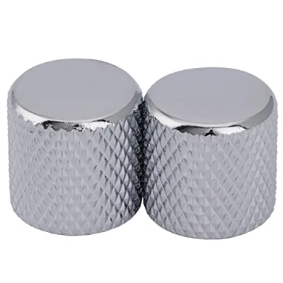 Image of Musiclily Pro Metric Size Steel Flat Top Tele Barrel Knobs for Import Fender Telecaster Electric Guitar/Precision Bass, Chrome (Set of 2)