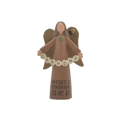 Image of Feather &amp; Grace Holding Sign, Figurine for Grandma, Statue Home or Room Decor, Guardian Angel Ornament Gifts Her Resins Multi, one Size