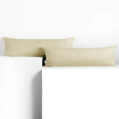 Image of DecoKing 2 Pillowcases 20 x 120 cm Jersey Cotton Zip Beige Amber