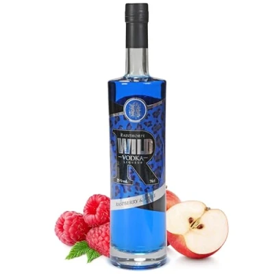 Image of Apple &amp; Raspberry Liqueur Flavoured Vodka Smooth Fruity for Cocktails, Mocktails, Drink Mixes, Boozy Treats Wild 70cl Raisthorpe Manor, 700ml, 25% Alcohol Volume