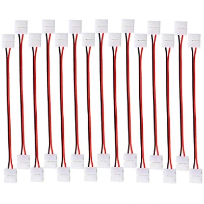 Image of QitinDasen 15Pcs Professional 2 Pins LED Strip Light Connector, Non Waterproof Snap Down 8mm Solderless to Jumper Single Color Connector