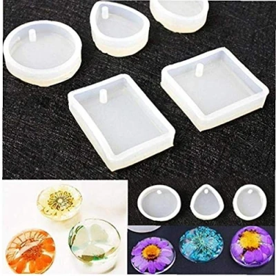 Image of Resin Moulds Silicone Round Square Teardrop Oval Diy Pendant Crystal Epoxy Mould Jewelry Making Tool