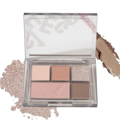 Image of VEECCI Revolution Eyeshadow Palette Creamy, Blendable Matte &amp; Shimmer Finishes Versatile Eye Makeup Set for a Nude Look with Contouring, Highlighting, Blush Setting Milk Tea Shades Paltte