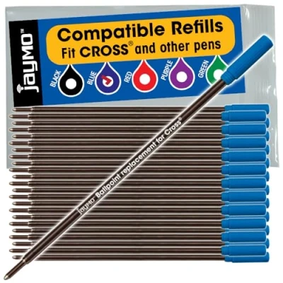 Image of Jaymo Replacement for Cross 8511 Measures 4.563 in / 116 mm Long Ballpoint Pen Refill 24 Blue