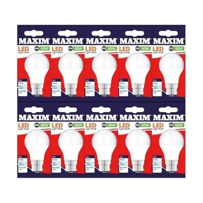 Image of Maxim LED GLS Bayonet Cap (Daylight White) 10watt (60watt) (Pack 10), 60MLGBCDL5X10