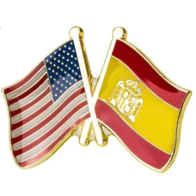 Image of United States Of America USA &amp; Spain Spanish Friendship Flag Enamel Lapel Pin Badge Diplomat