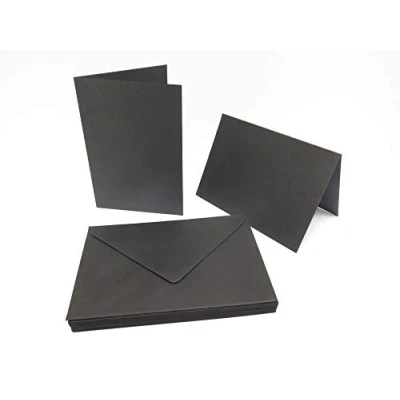 Image of 20 x A6 Black Blank Greeting Cards with C6 Envelopes 300gsm AM014