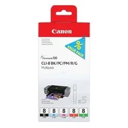 Image of Canon CLI 8 Inkjet Cartridge Black/Photo Cyan/Photo Magenta/Red/Green