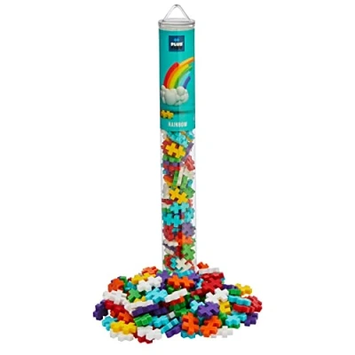 Image of Plus 9604265 Ingenious Construction Toy, Rainbow, Creative Building Blocks Tube, 100 Pieces, Multicoloured, Mini, PP4265