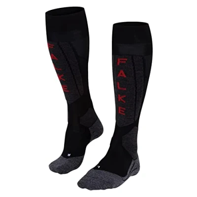 Image of FALKE Women&#039;s SK5 Expert W KH Silk Warm Thin 1 Pair Skiing Socks, Black (Black Mix 3010), 2.5 3.5