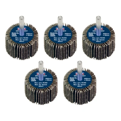 Image of Sealey Abrasive Flap Wheel Ø40 x 30mm 80Grit Ø6mm Shaft Pack of 5