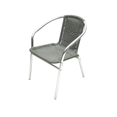 Image of BE Furniture Grey Rattan Bistro Chairs, Garden Wicker Chairs