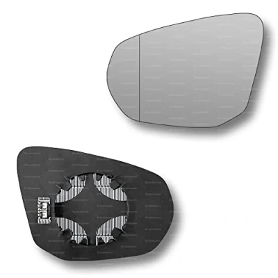Image of Less4spares Replacement Wing Mirror Glass Left Compatible with Audi Q3 2018 2022 CLIP ON Passnager Near Side N/S Heated Blind Spot