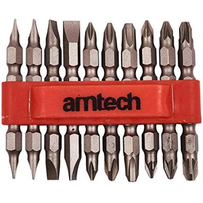 Image of 10Pc Double Ended Power Bit Set, Magnetic Screw Drill, 1/4&quot; Pozi, Phillips, Slotted &amp; Cross Screwdriver Bits
