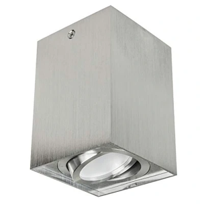 Image of Maclean MCE426 Ceiling Light with GU10 Socket for LED Halogen Lamps Up to 40W Surface Mounted Swiveling Aluminum (Matt/Chrome, 1 Piece Angular)