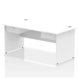 Image of Impulse 1600x800 Desk White Top Panel End 2x1 Drawer Fixed Ped