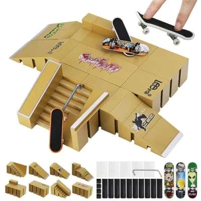 Image of ideallife Finger Skateboard and Ramp Accessory Set, Skate Park Kit Parts for Fingerboard Mini Fingerboards Ultimate Parks (8 Pieces)