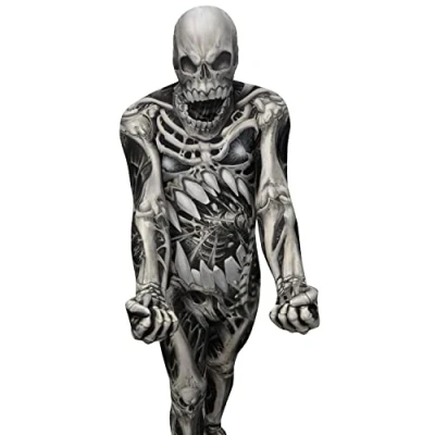 Image of Morphsuits Official Adults Skull &amp; Bones Monster Skeleton Fancy Dress Costume XX Large