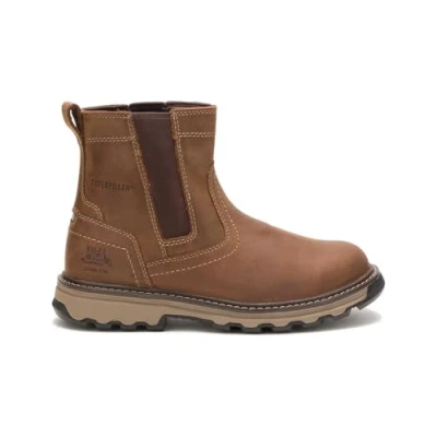 Image of Caterpillar CAT Pelton Brown Steel Toe Cap Safety S1P SRC Chelsea Dealer Boots