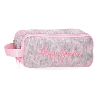Image of Pepe Jeans Miri Triple Pencil Case Pink 22x10x9cm Polyester by Joumma Bags Bags, Pink,