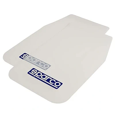Image of Netagon Pair of Universal Car, Van, SUV Mudflaps Durable PVC Splash Guard Mud Flaps by Sparco with Logo (White)