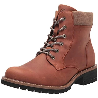 Image of ECCO Women&#039;s Elaina Lace Boot Hydromax Ankle, Cognac/Cocoa Brown Nubuck, 5/5.5 UK