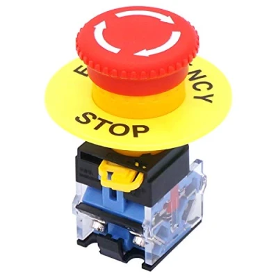 Image of Taiss 22mm 2 NC Red Mushroom Latching Emergency Stop Push Button Switch 10A 440V LA38A 02ZS