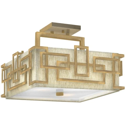 Image of Lanza 3 Light Semi Flush Mount Ceiling Brushed Bronze, E27