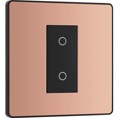 Image of BG Electrical Secondary/Slave Single Touch Dimmer Light Switch, 2 Way, Screwless Front Plate, Evolve, Polished Copper, PCDCPTDS1B