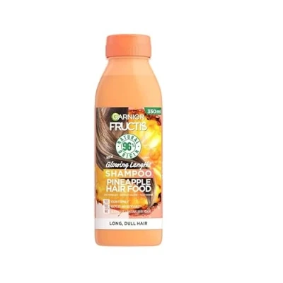 Image of Garnier Fructis Hair Food Pineapple Shampoo, Glowing Lengths, Vegan Formula, Recycled and Recyclable, 98% NATURAL, For Long Dull Hair, NO SILICONE, 350 ML