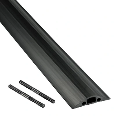 Image of D Line 9m Linkable Floor Cable Protector, Heavy Duty Cover, Protect Wires &amp; Prevent Trips, Management Solution Length, Cavity = 14mm (W) x 9mm (H) Black