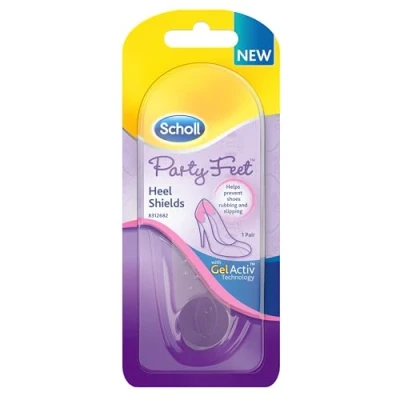 Image of Scholl Party Feet Invisible Gel Heel Shields, Protects Heels from Rubbing and Slipping Suitable for Most Shoes, Including High Stilettos Universal Size, 1 Pair of Shields