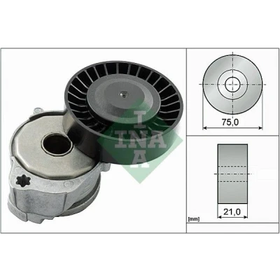 Image of 30757330, 30777726, 31251337, 31251429, 31258145 Tensioner Lever, v ribbed belt INA 534 0604 10 75mm 21mm VOLVO: S80 II, V70 3, XC60 I