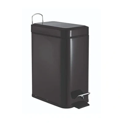 Image of Blue Canyon Axus Lid Pedal Bin Modern and Stylish Trash Can 5L for Kitchen, Bathroom, Bedroom, Office Anti Fingerprint Outer Finish Stainless Steel Rubbish Rectangle Waste Black