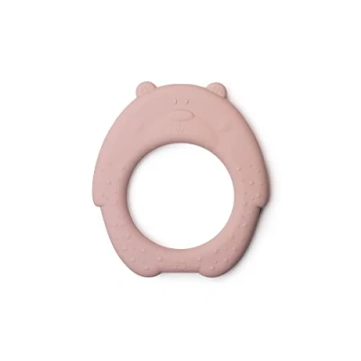 Image of J.Børn Baby Silicone Teether Teething Toy for Babies Multisensory Stimulation Easy to Grip Ring 100% BPA, PVC &amp; Phthalate Free Soothing Essentials Ages 3 Months+ (Blush)