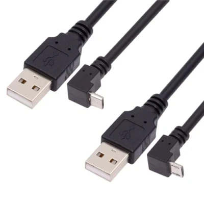 Image of CY 5m 3m 1.5m 1.0m Micro USB Male to 2.0 Data Charge Cable for Cell Phone &amp; Tablet Right Angled Left 90 Degree Black (1.5m, Angled)