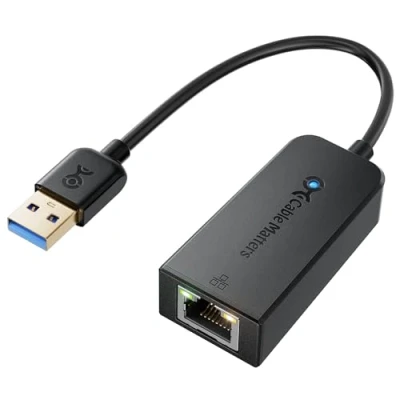 Image of Cable Matters USB to Ethernet Adapter (USB 3.0 Ethernet) Supporting 10/100/1000 Mbps Network in Black (Not COMPATIBLE with Samsung TV)