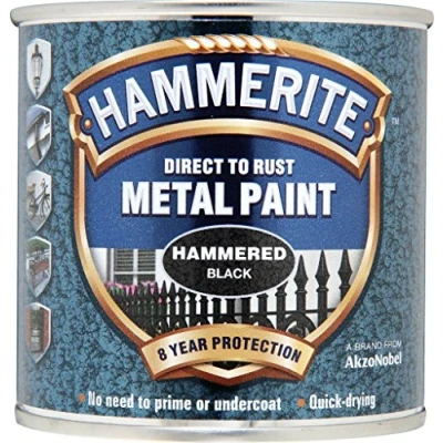 Image of Hammerite Metal Paint Hammered 250ml Black