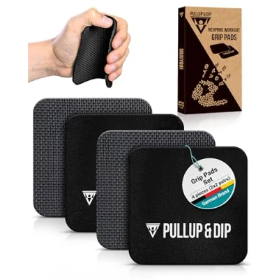 Image of PULLUP &amp; DIP Grip pads [set of 4] for Pull Ups, Weightlifting, Bodybuilding, 2 Pair Neoprene Workout Pads, Training as an Alternative to Gym Gloves, Maximum No Corneal Formation