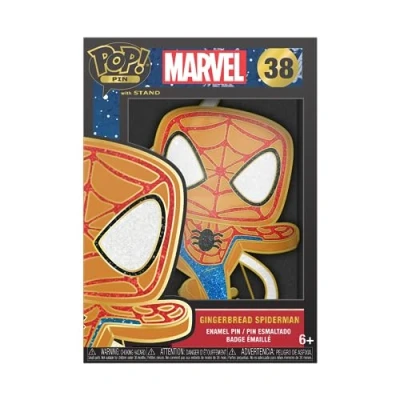 Image of Loungefly POP! Large Enamel Pin MARVEL: GINGERBREAD Spider Man SPIDERMAN Marvel Comics Pins Cute Collectable Novelty Brooch for Backpacks &amp; Bags