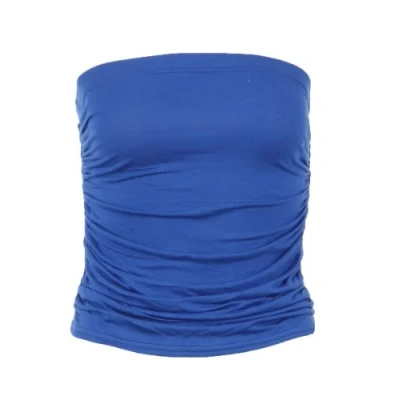 Image of Womens Rushed Sides Stylish Front Plain Boobtube Top / Size (8 14) £5.99 (S/M UK(8 10), Royal Blue)
